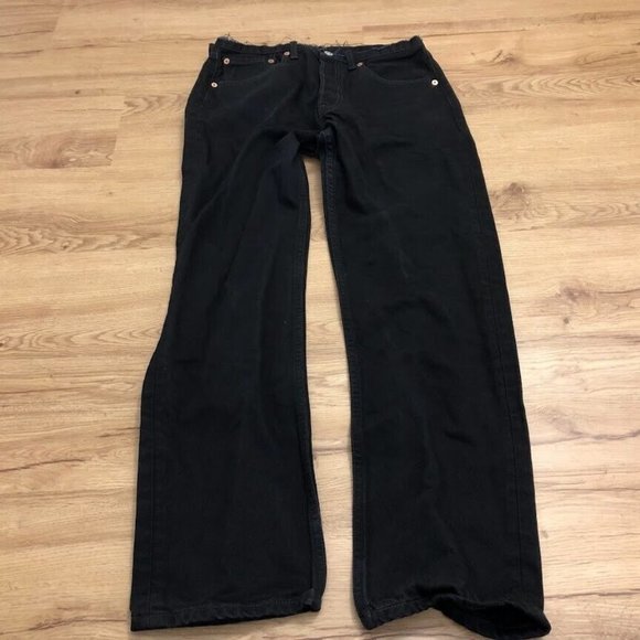 Vintage Levi's 501 Black CUT OFF RAW WAIST Button Fly Jeans Size 31x30 BOHO 2002